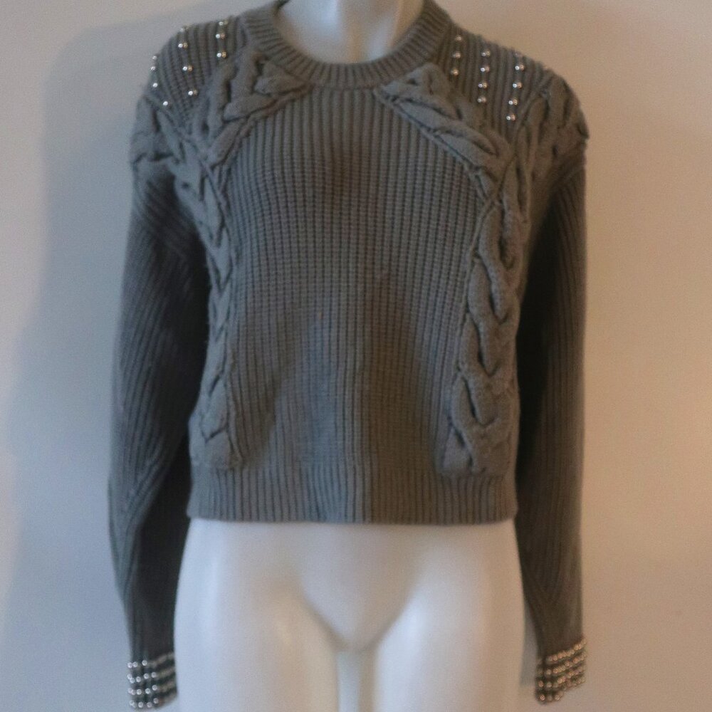 Designers Remix Charlotte Eskildsen Muted Olive Merino Wool Vato Stud Sweater XS